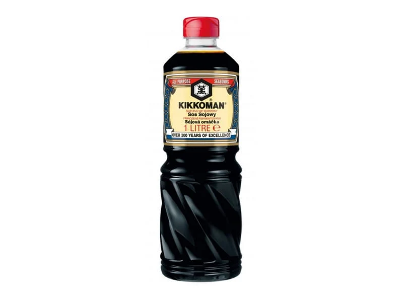 1000ml de sauce soja avec un bouchon KIKKOMAN rouge