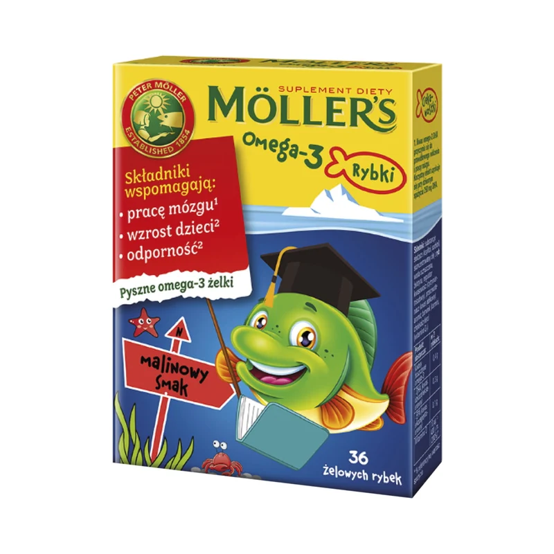 Oméga - 3 poisson framboise 36 pièces MOLLER'S MOLLERS