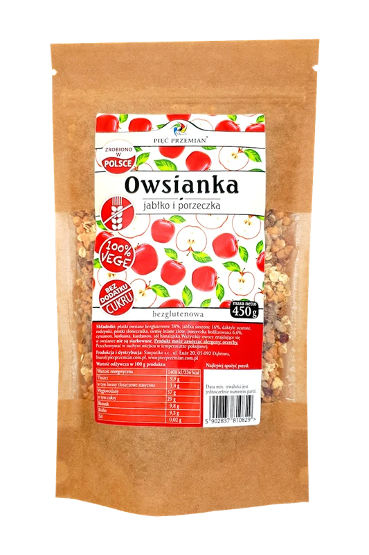 Porridge pomme et groseille sans gluten 450g CINQ CHANGEMENTS